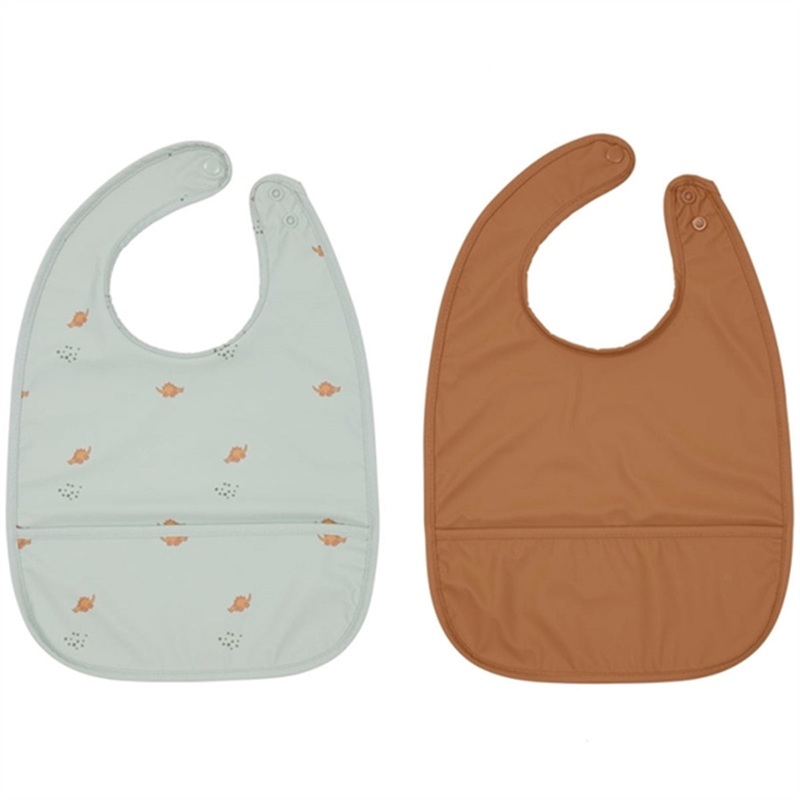 OYOY Bib Dino Dusty Green\/Caramel