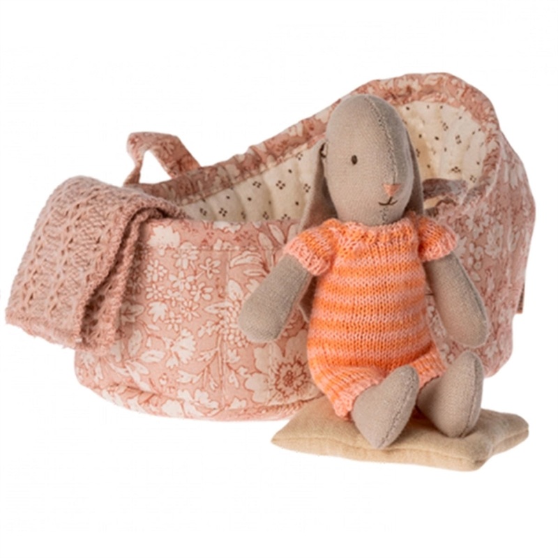 Maileg Bunny In Carry Cot, Micro – Orange