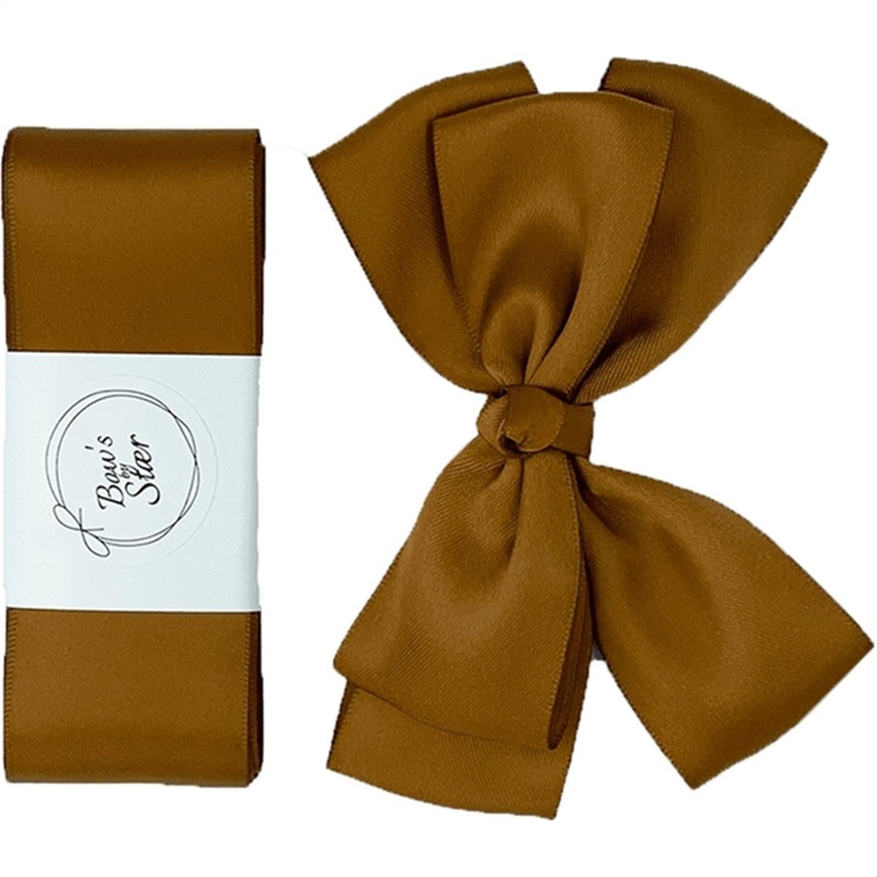 Bow’s by Str Christening Ribbon Satin w. Souble Bow Golden Brown