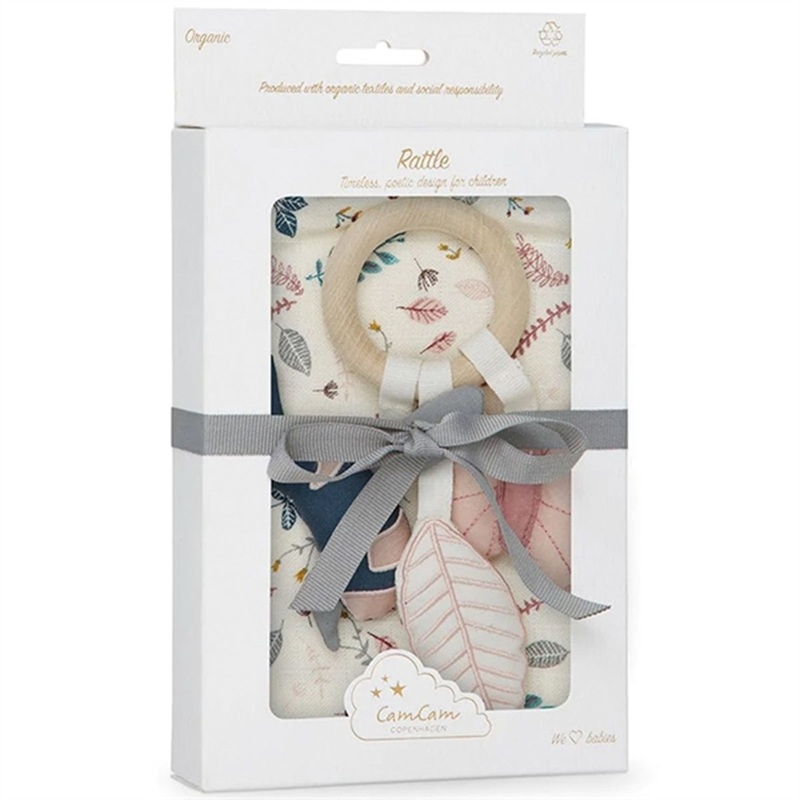 Cam Cam Copenhagen Giftbox – Muslin Cloth and Activity Ring Flower Pressed Leaves Rose