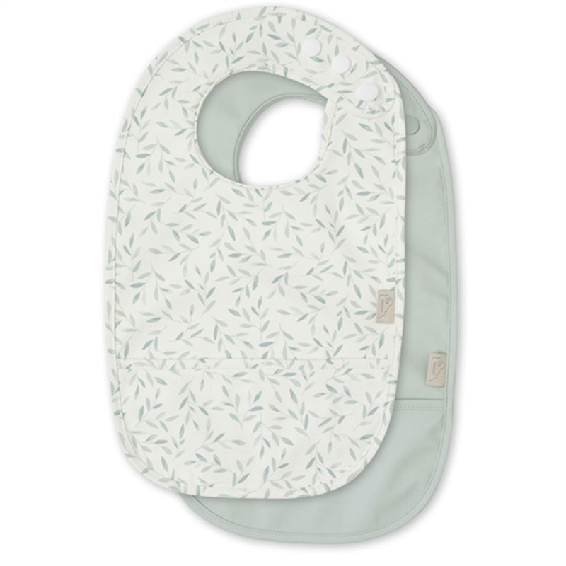 Cam Cam Copenhagen Bibs 2-pack Green Leaves \/ Dusty Green