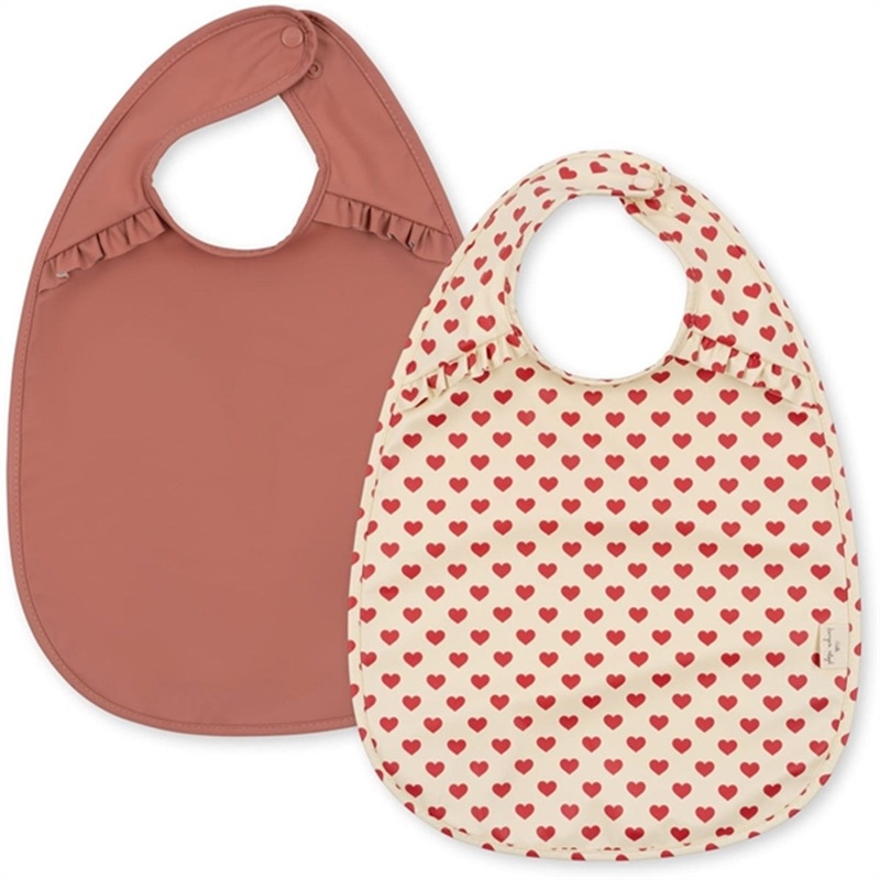 Konges Sljd Bib with frill Coeur Rouge 2-Pack