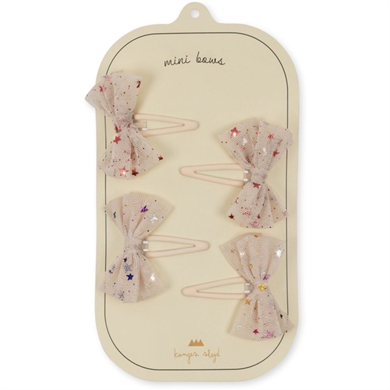 Konges Sljd Hair Clips Tulle Bow 4-Pak Etoile Multi Brazilian Sand