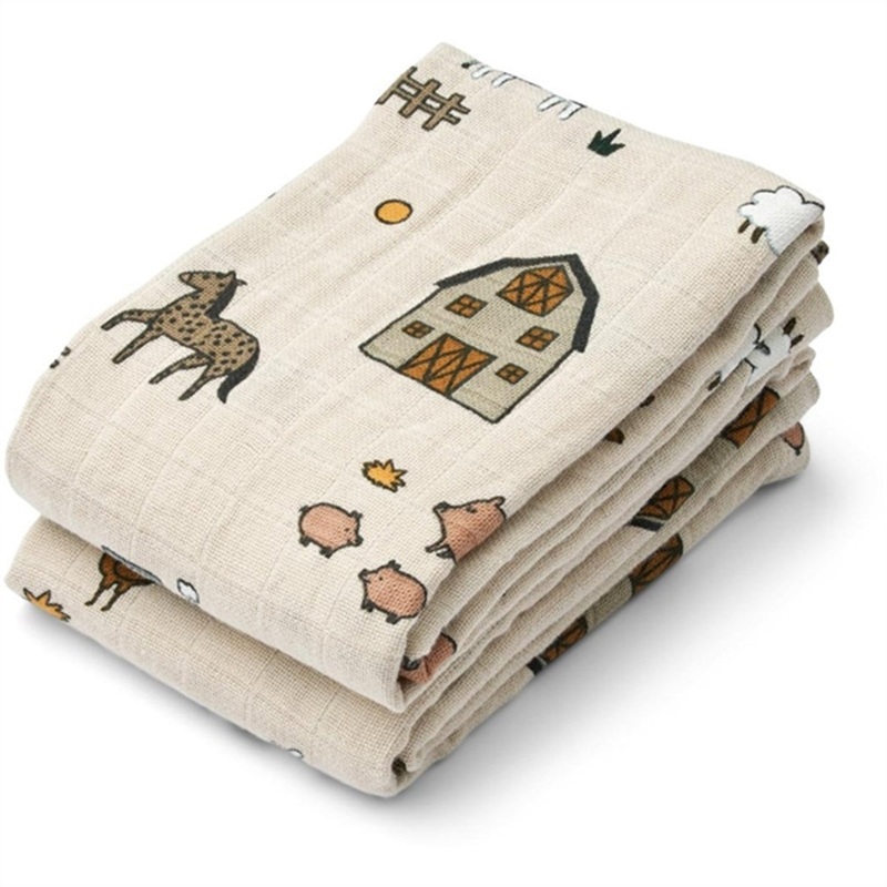 Liewood Lewis Muslin Cloth 2-Pack Farm \/ Sandy