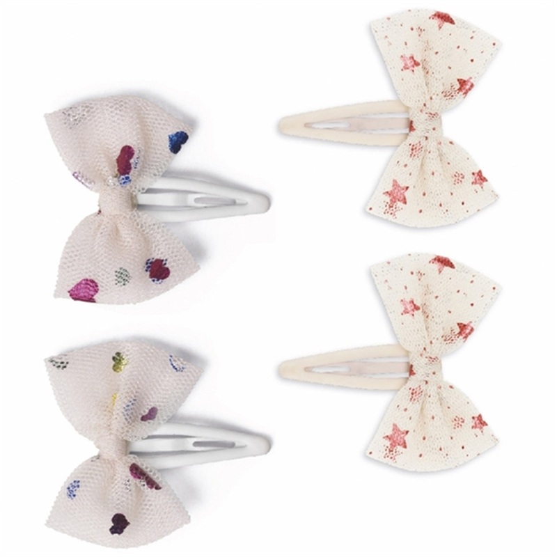 Konges Sljd Hairclip Tulle Bowtie 4-pack Heart Of Gold Multi\/Etoile Pink Sparkle