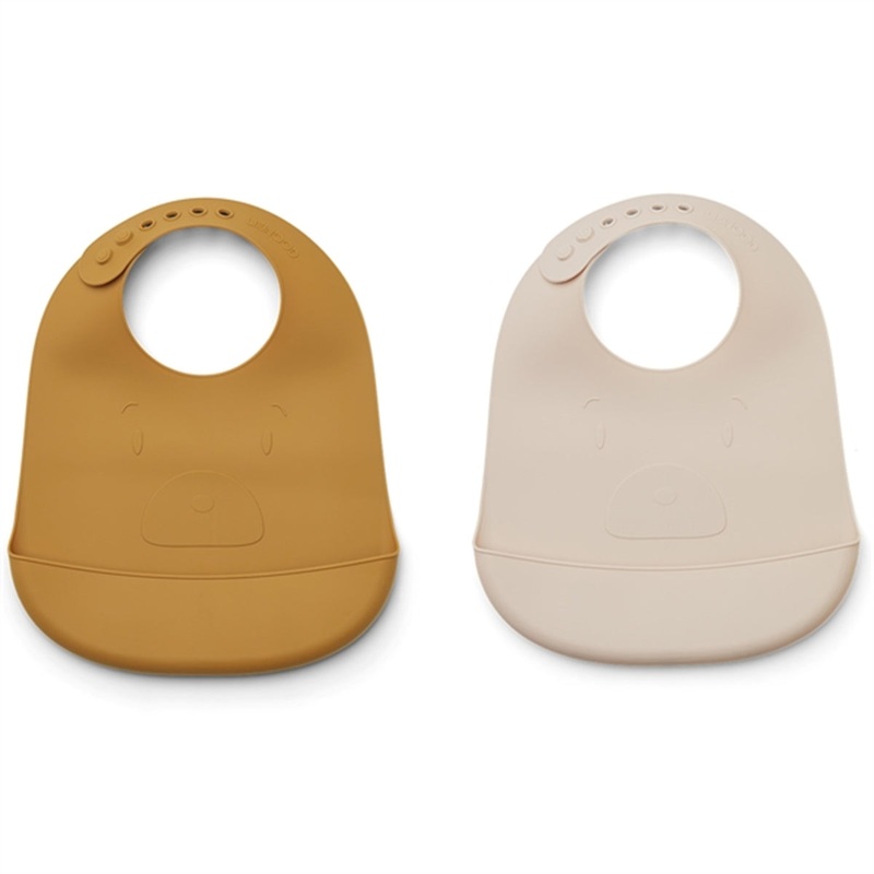 Liewood Tilda Silicone Bib 2-Pack Mr Bear Golden Caramel\/Sandy Mix