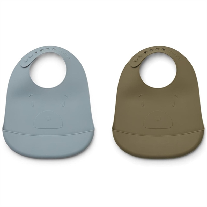Liewood Tilda Silicone Bib 2-Pack Mr Bear Khaki\/Blue Fog Mix