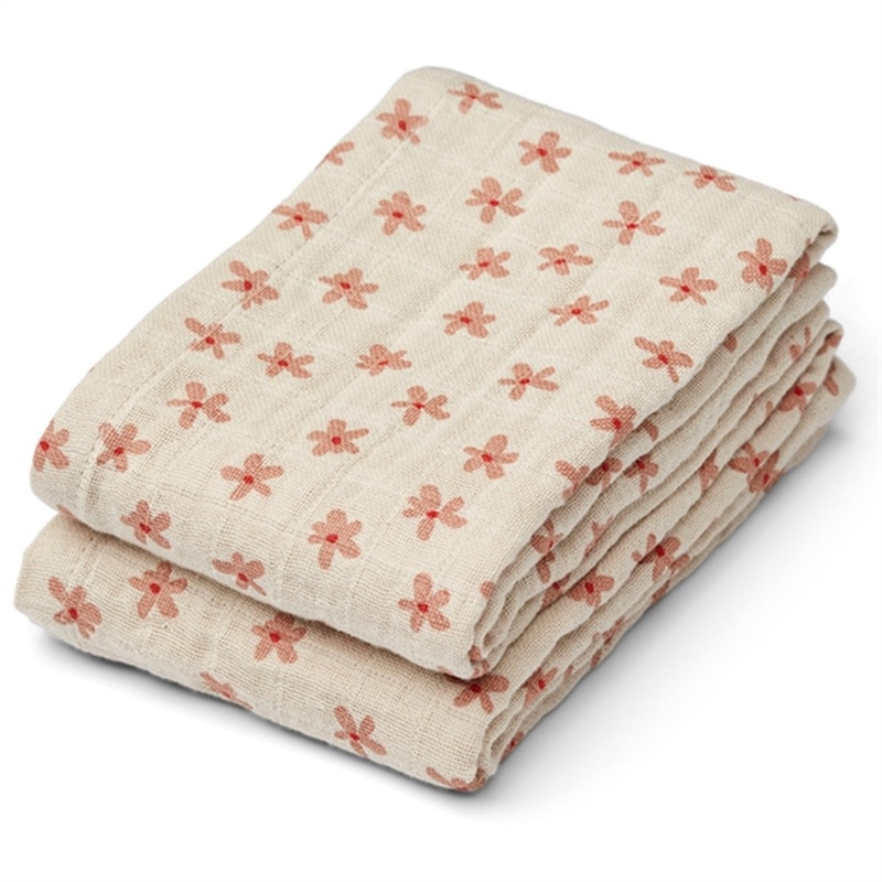 Liewood Lewis Muslin Cloth 2-pack Floral\/Sea Shell