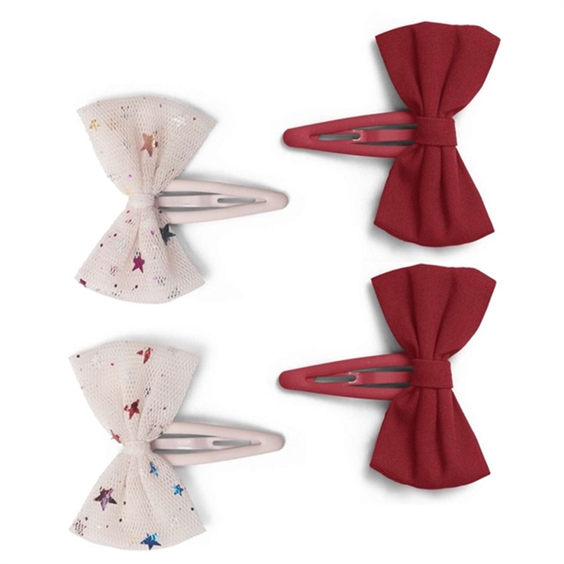 Konges Sljd Hair Clip Tulle Bowtie 4-pack Multi Star\/Red