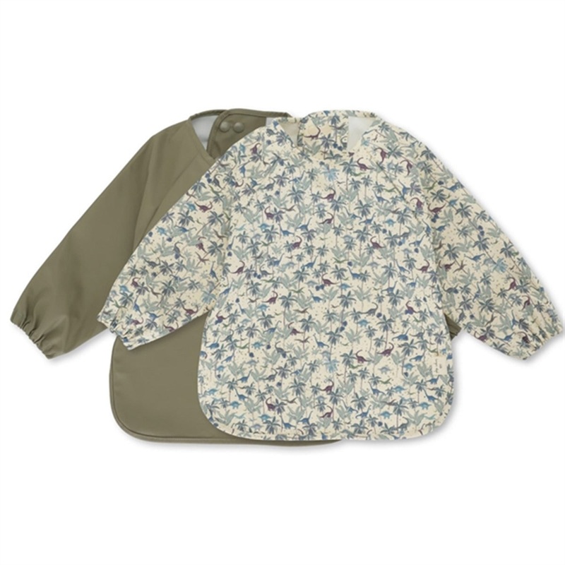 Konges Sljd Bib w. Sleeves 2-pack Dino Blue\/Overland Trek