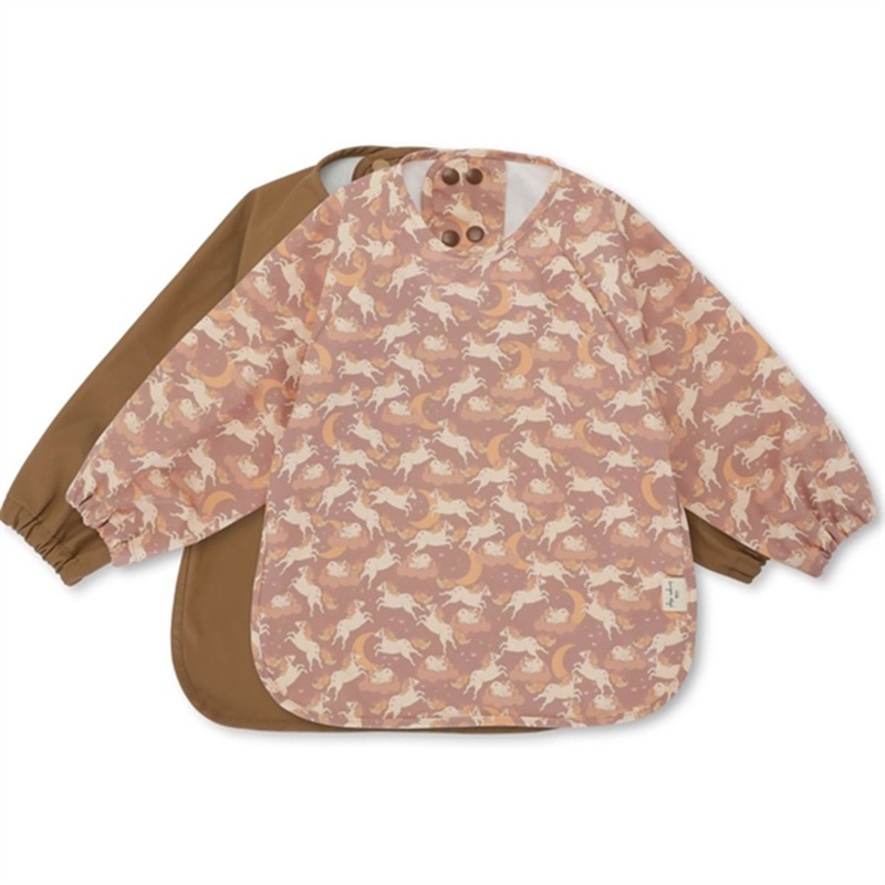 Konges Sljd Bib w. Sleeves 2-pack Unicorn Blush\/Toasted Coconut