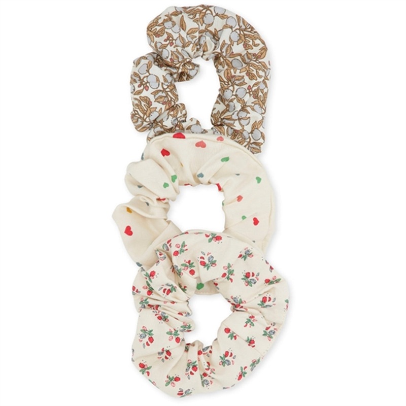 Konges Sljd Scrunchies Big 3-pack Orangerie Bleu\/Multihearts\/Fleurtricolore
