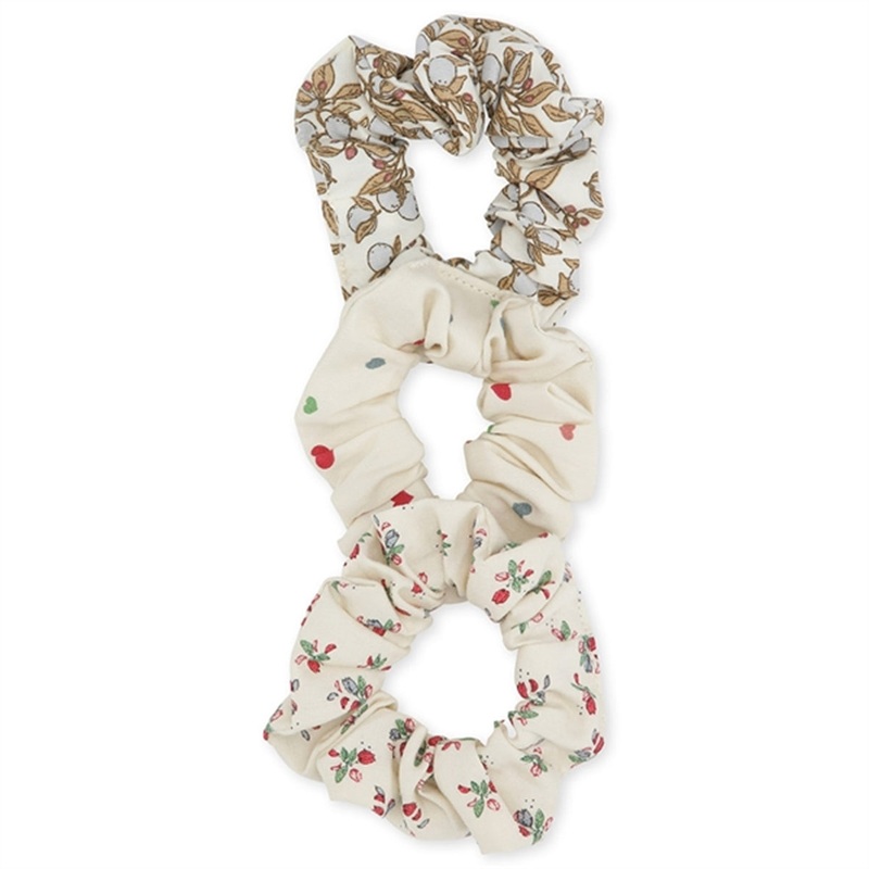Konges Sljd Scrunchies Small 3-pack Orangerie Bleu\/Multihearts\/Fleurtricolore