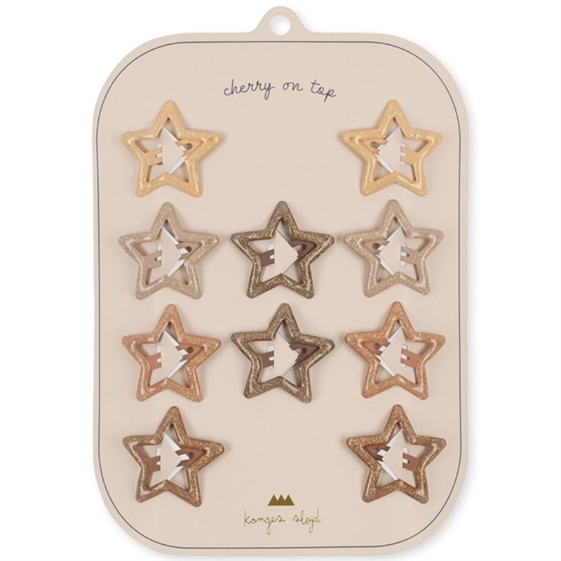 Konges Sljd Hair Clips Junior Star Glitter 10-pack Rosie Shade