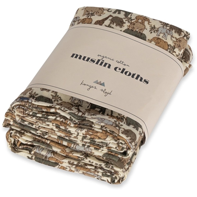 Konges Sljd Muslin Cloths 3-pack Safari