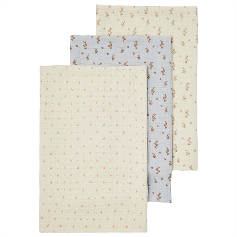 Lil’Atelier Turtledove Isley Muslin Cloths AOP 3-pack