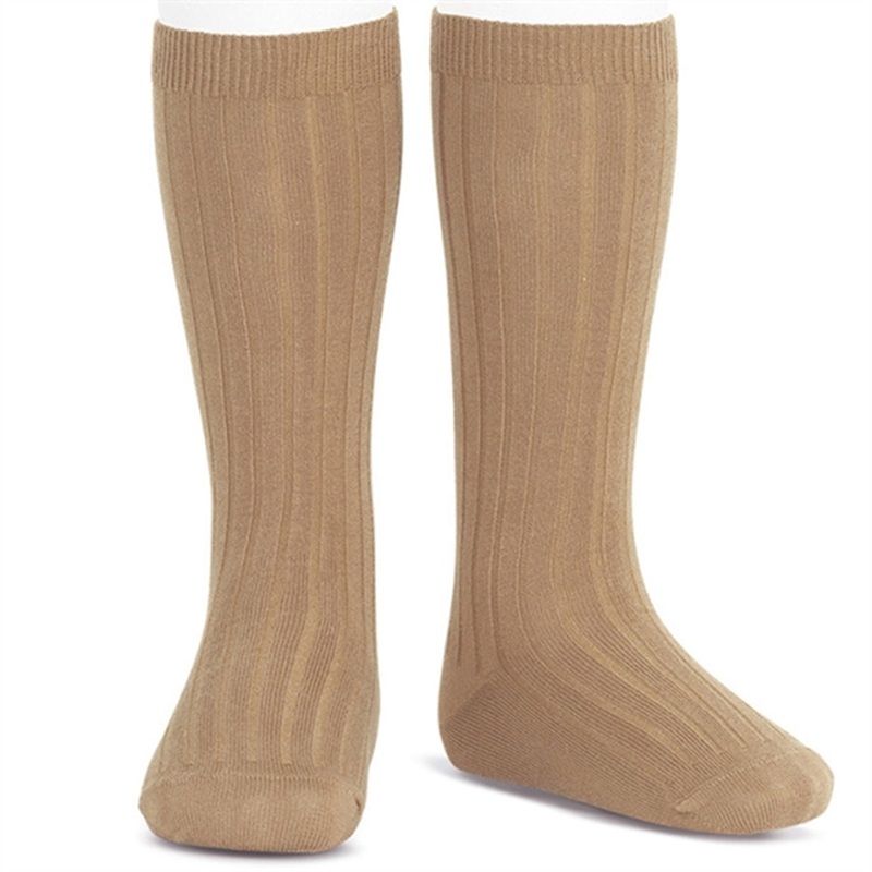 Cndor Kneehigh Socks Rib Camel