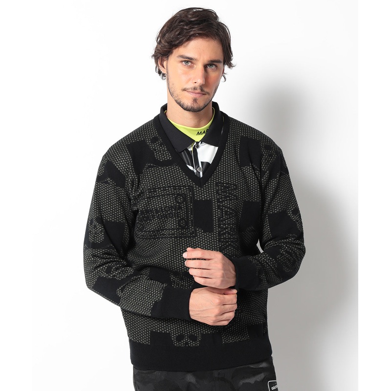 Pave Mesh Vee Knit | MEN|BLACK|WHITE|NAVY|44(S)|46(M)|48(L)|50(XL)