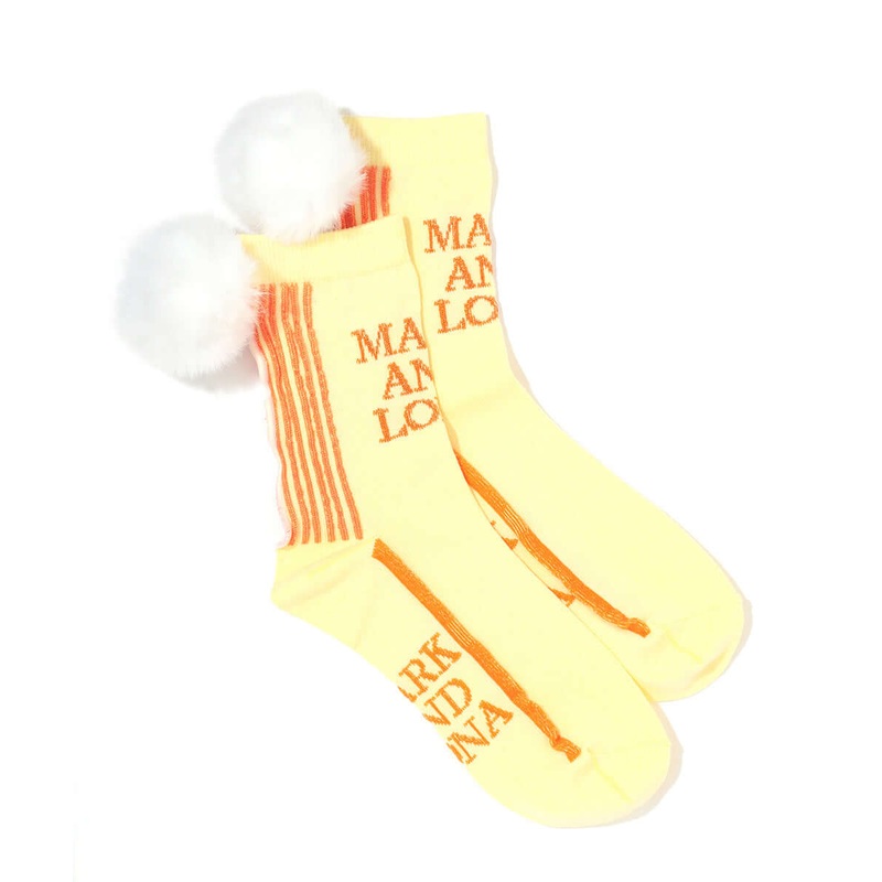 Katy Bon Bon Socks | WOMEN|YELLOW|PINK|WHITE|BLACK|23-25cm