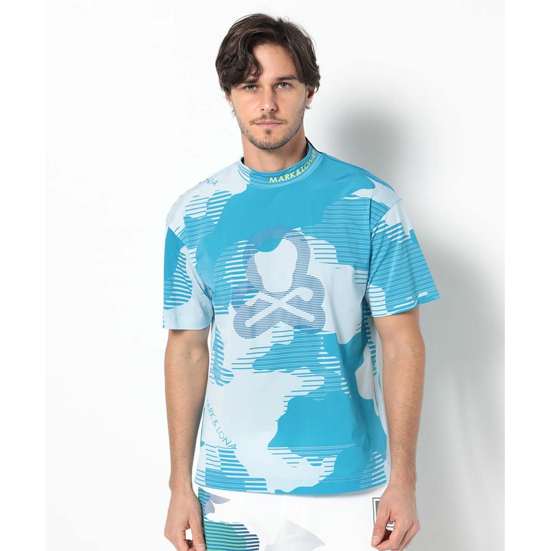 Flow Camo Mock Neck Tee | MEN|YELLOW|BLUE|GREY|WHITE|44(S)|46(M)|48(L)|50(XL)