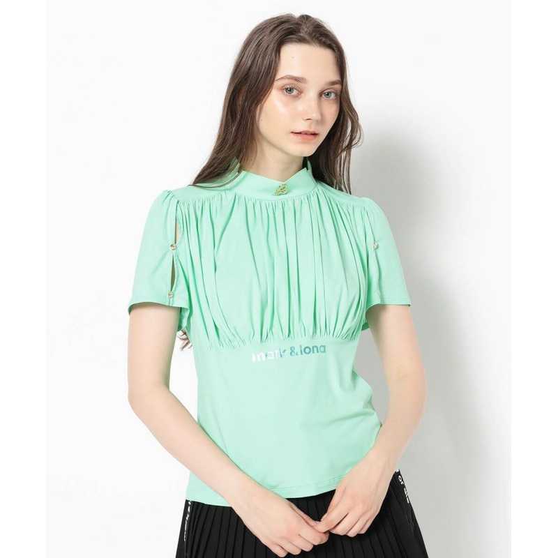 Aura Drape Mock Shirt | WOMEN|WHITE|BLACK|GREEN|36(S)|38(M)|40(L)