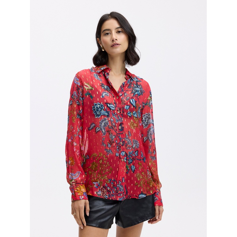CARRIE LONG SLEEVE SHIRT|RED|XS|S|M|L|XL|2XL