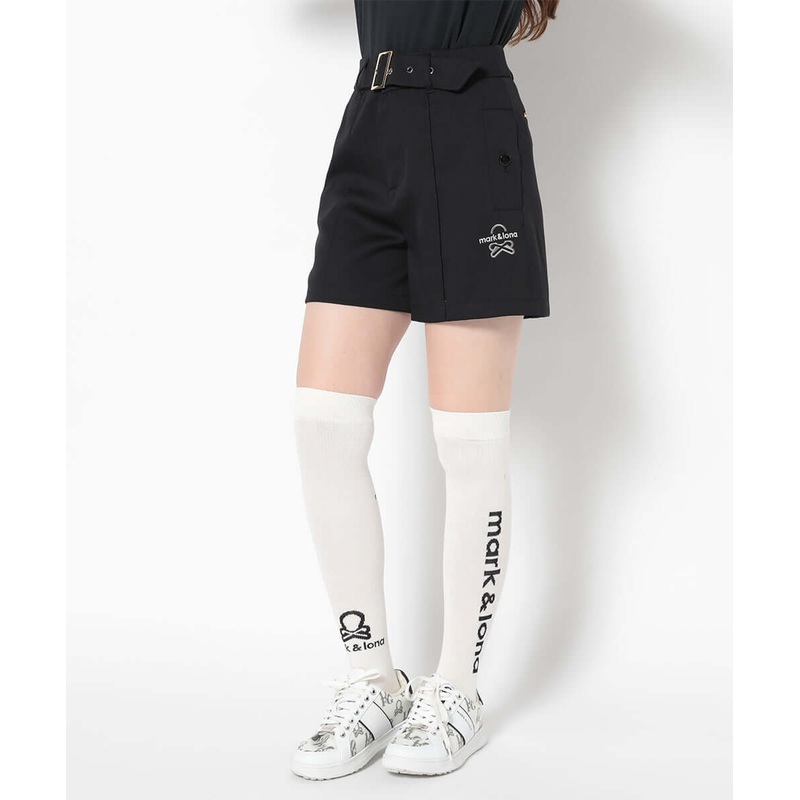 Lustra Belted Shorts | WOMEN|OFF.WHITE|BLACK|36(S)|38(M)|40(L)