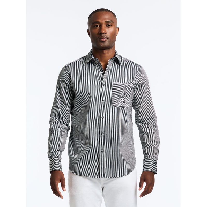 PERSPECTIVE LONG SLEEVE BUTTON DOWN SHIRT