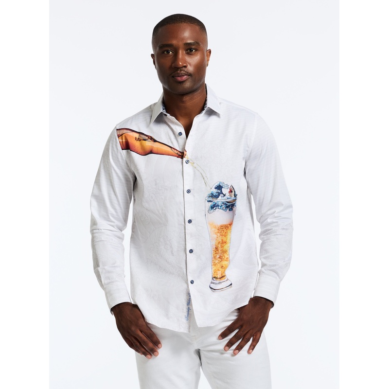 SHARK BREW LONG SLEEVE BUTTON DOWN SHIRT