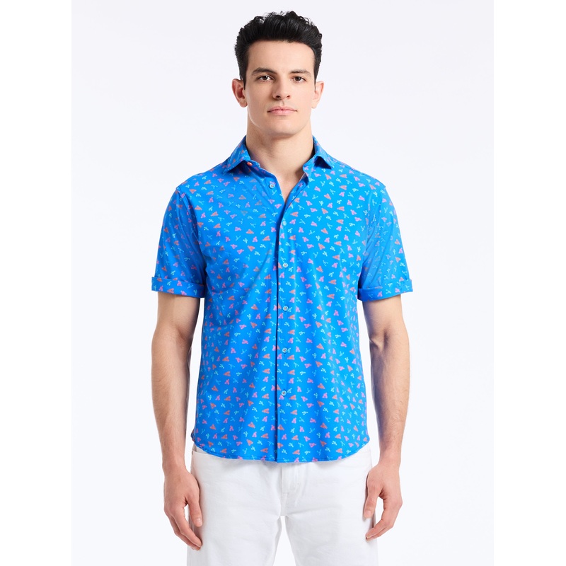 LOBSTER ROLL SHORT SLEEVE BUTTON DOWN SHIRT