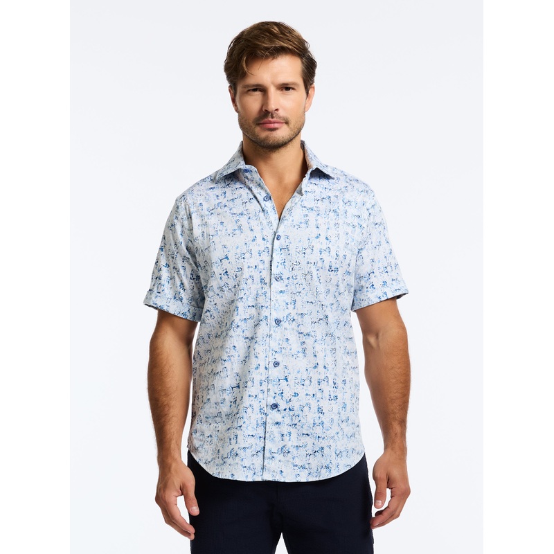 MAKEMO SHORT SLEEVE BUTTON DOWN SHIRT