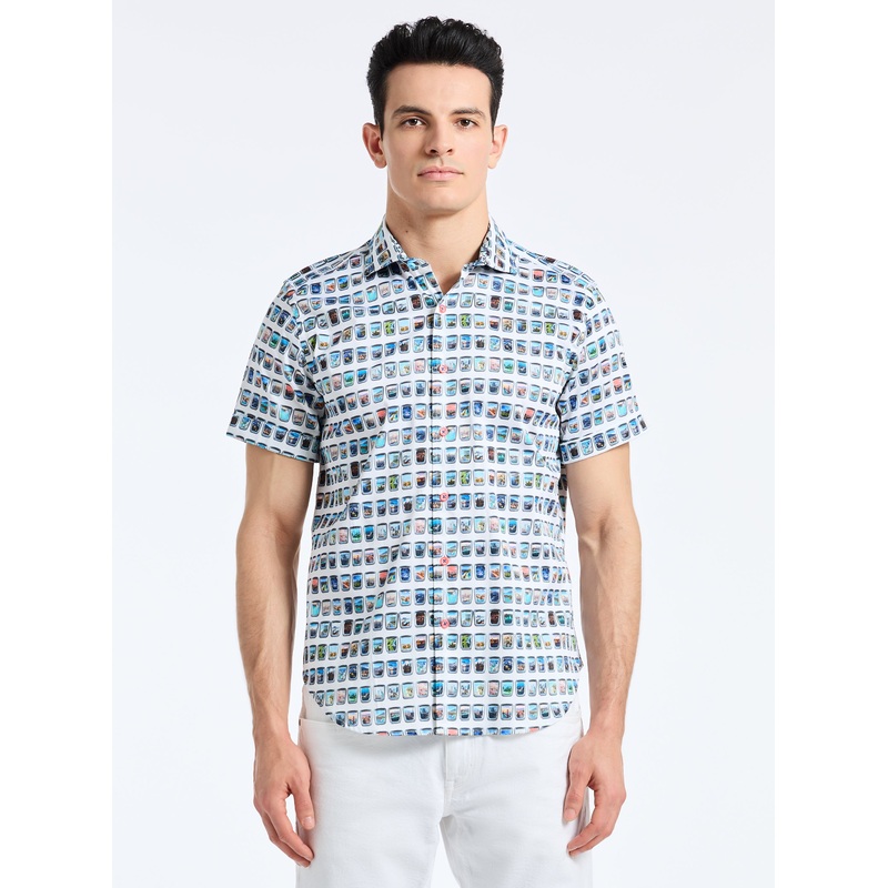 PARADIS PORTAL SHORT SLEEVE BUTTON DOWN SHIRT