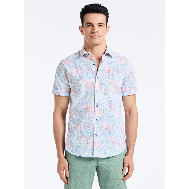 PASSPORT SHORT SLEEVE BUTTON DOWN SHIRT TALL