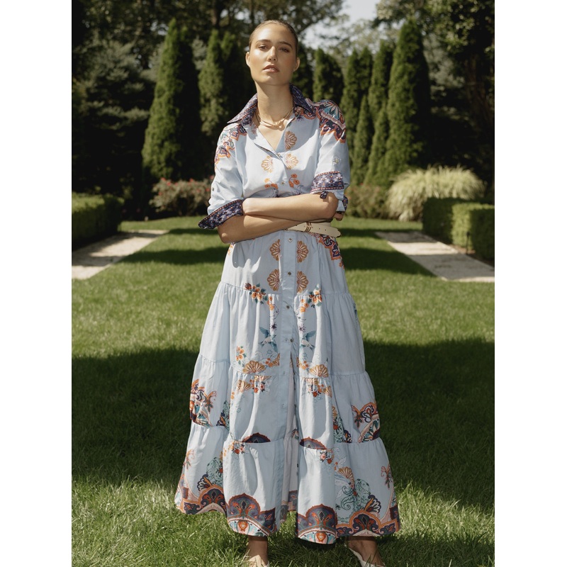 PIA 3/4 SLEEVE DRESS|LIGHT BLUE|2|4|6|8|10|12|14