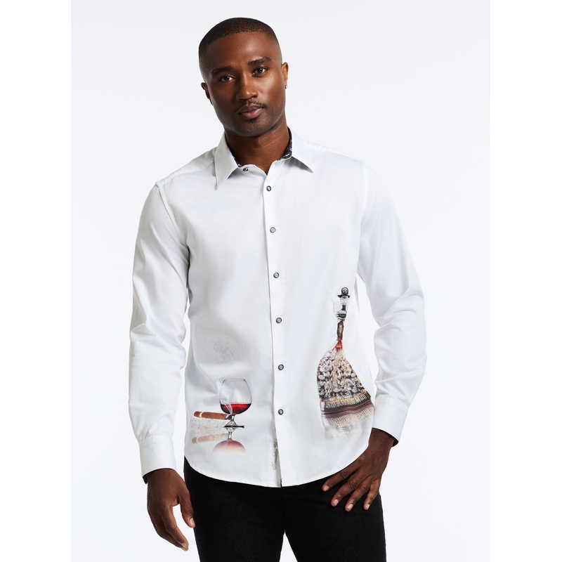 COGNAC LONG SLEEVE BUTTON DOWN SHIRT