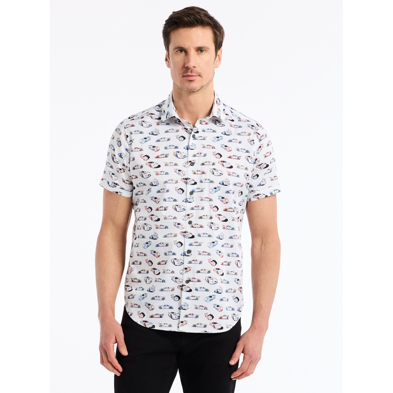 NEON WHEELS SHORT SLEEVE BUTTON DOWN SHIRT