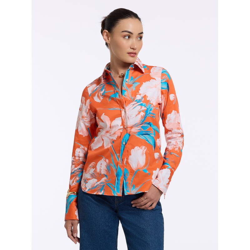 PRISICILLA LONG SLEEVE SHIRT|ORANGE|XS|S|M|L|XL|2XL