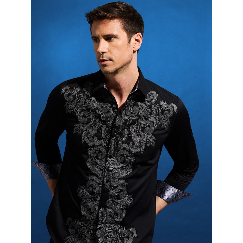 SUPERMAN x  RISE LONG SLEEVE BUTTON DOWN SHIRT