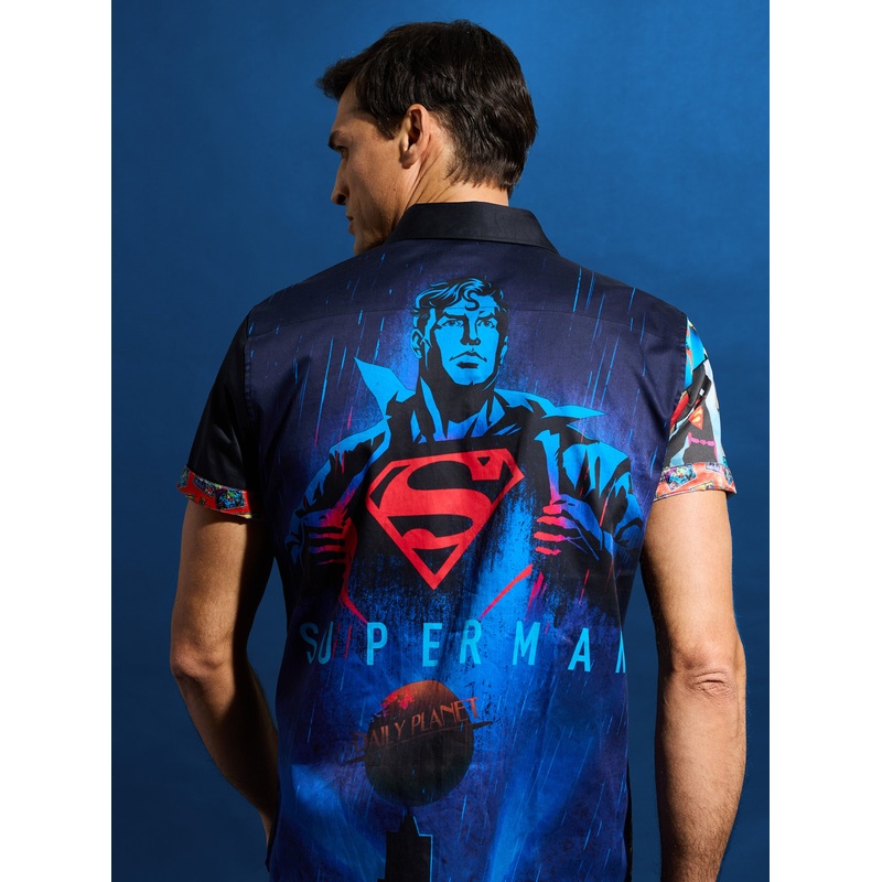 THE SUPERMAN x  MY HERO SHORT SLEEEVE BUTTON DOWN SHIRT