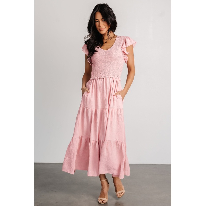 Afton Smocked Tiered Dress | Vintage Blush