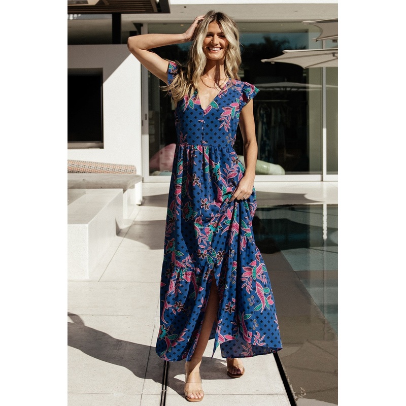Biscayne Maxi Dress | Indigo Print