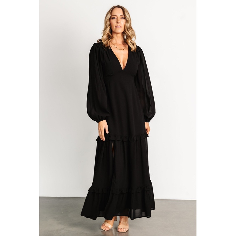 Bowman Deep V Maxi Dress | Black