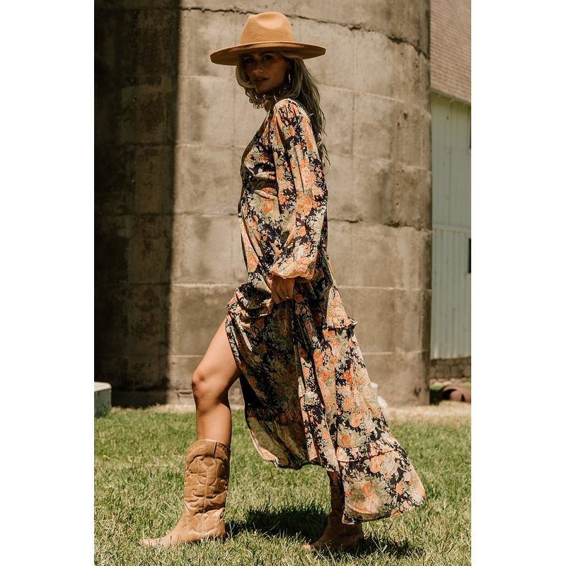 Bowman Deep V Maxi Dress | Navy Floral