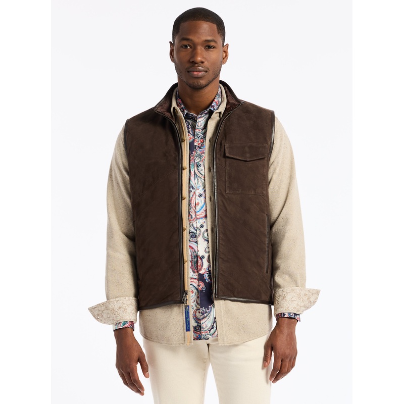 CAUTHORNE LEATHER VEST|DARK BROWN|XS|S|M|L|XL|2XL|3XL|4XL