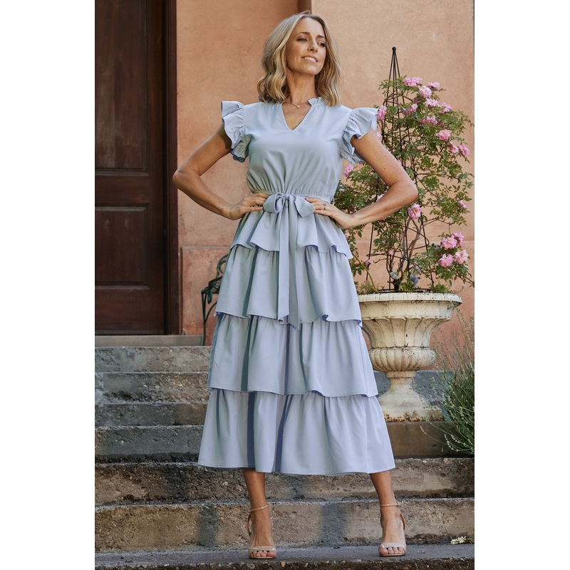 Chrysanthi Tiered Dress | Light Blue