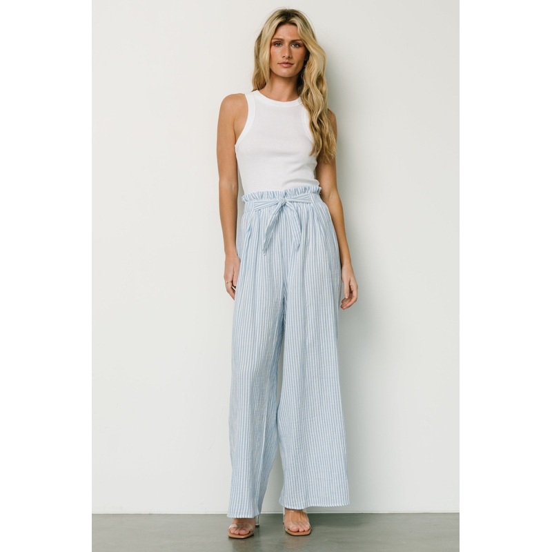 Delphi Wide Leg Pants | Blue Stripe