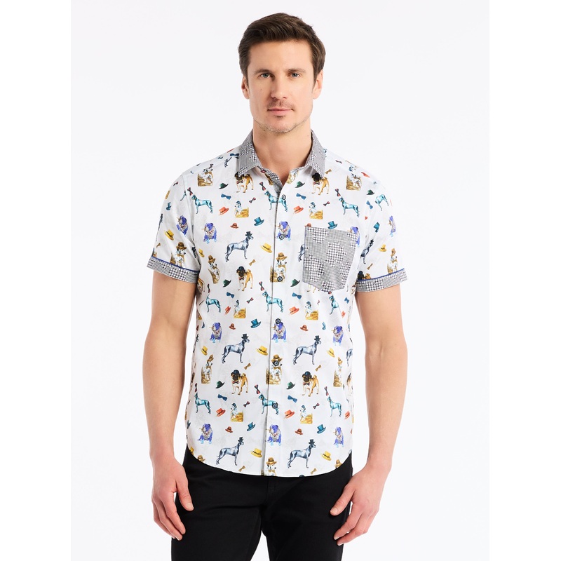 DOG SHOW SHORT SLEEVE BUTTON DOWN SHIRT
