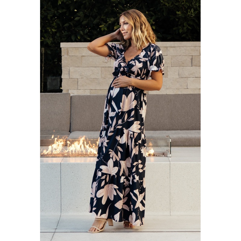 Hilaria Maxi Dress | Navy + Blush