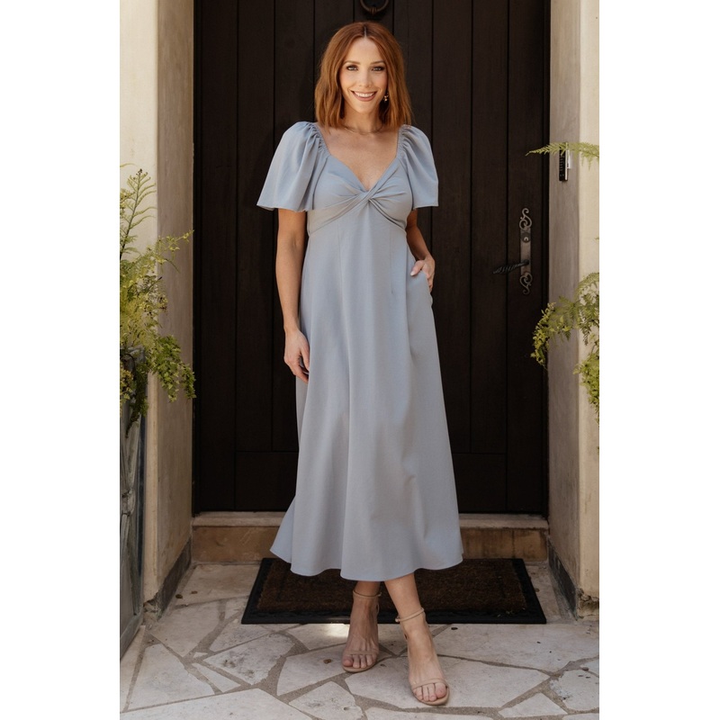 Indie Back Tie Dress | Dusty Blue