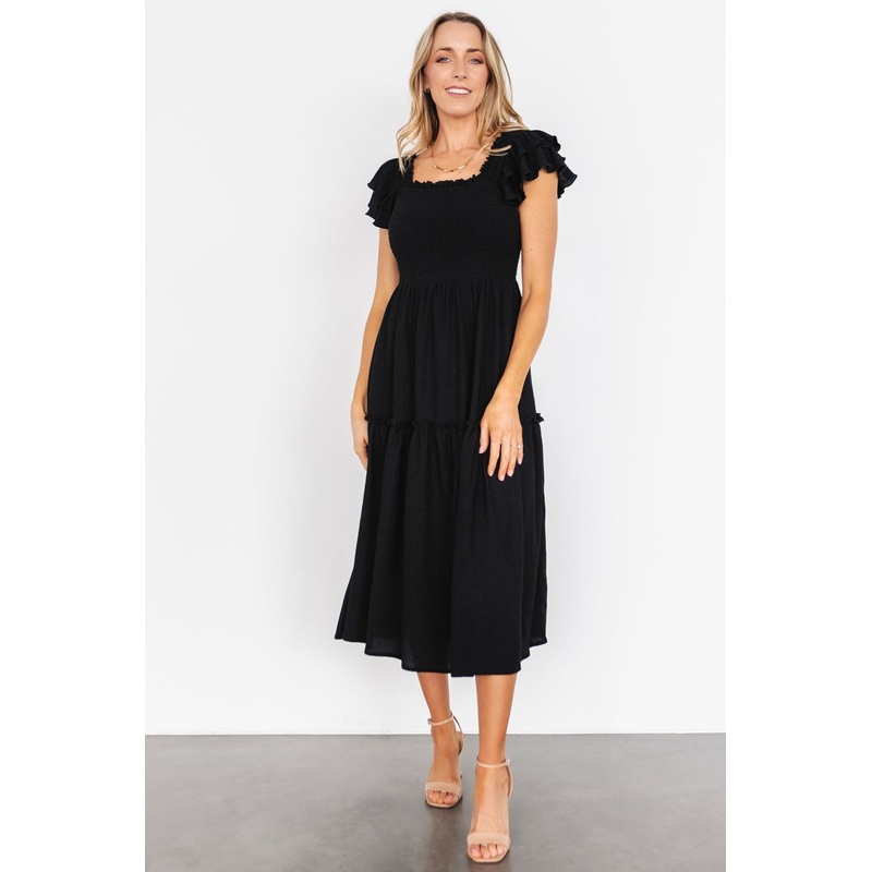Jacie Smocked Midi Dress | Black